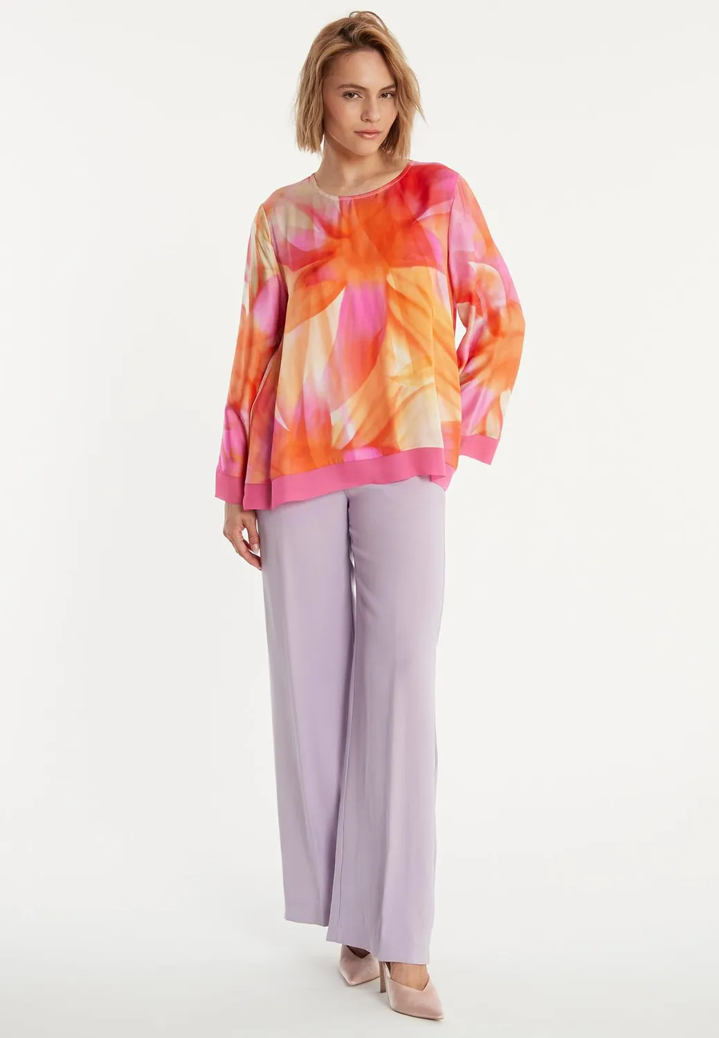 Ana Alcazar Zawera blusa satin floreale maniche ampie