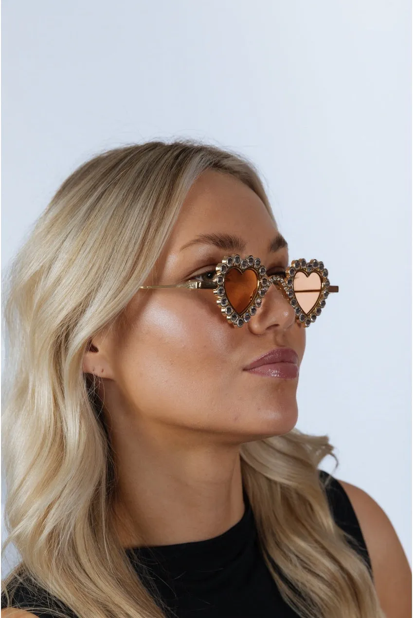 SVNX Heart Diamante occhiali da sole champagne oro
