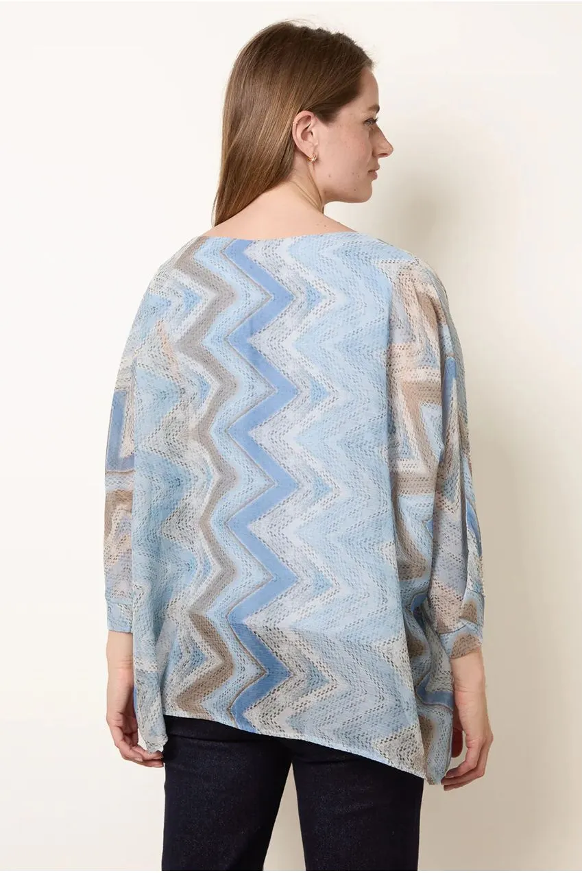 Blue Vanilla Zig Zag top blu poliestere