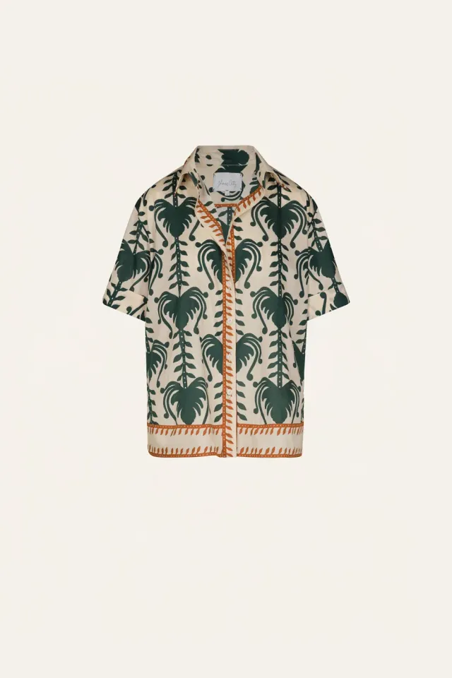 Johanna Ortiz Salty Promises camicia cotone ecru verde
