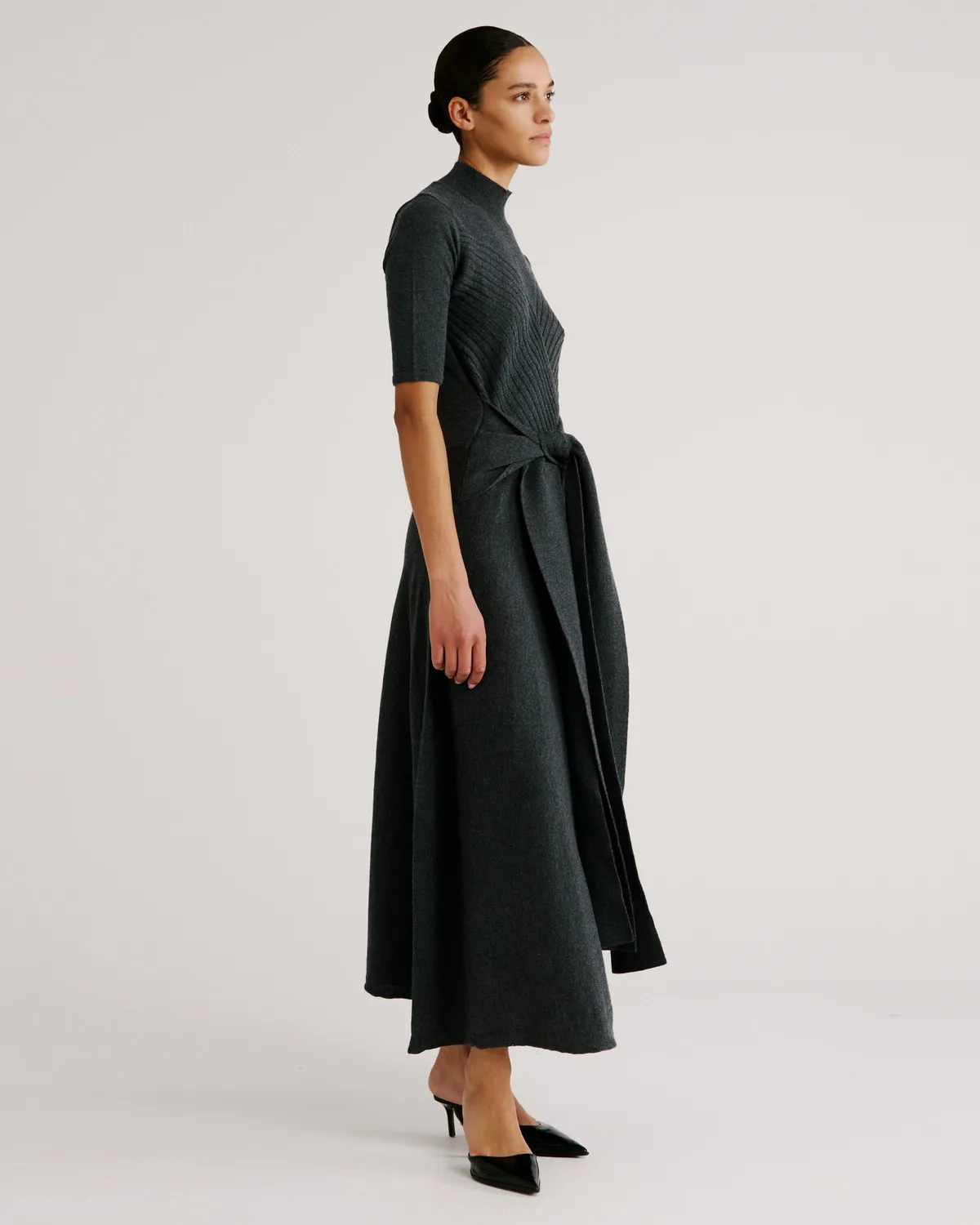 Violante Nessi Takashi abito in maglia grigio lana merino