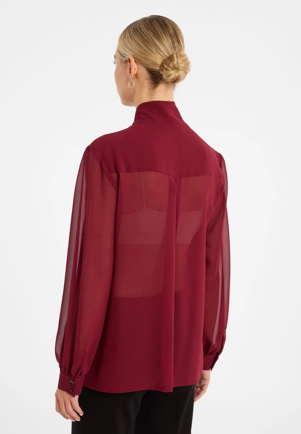 Ana Alcazar Cosy blusa chiffon bordeaux con fiocco
