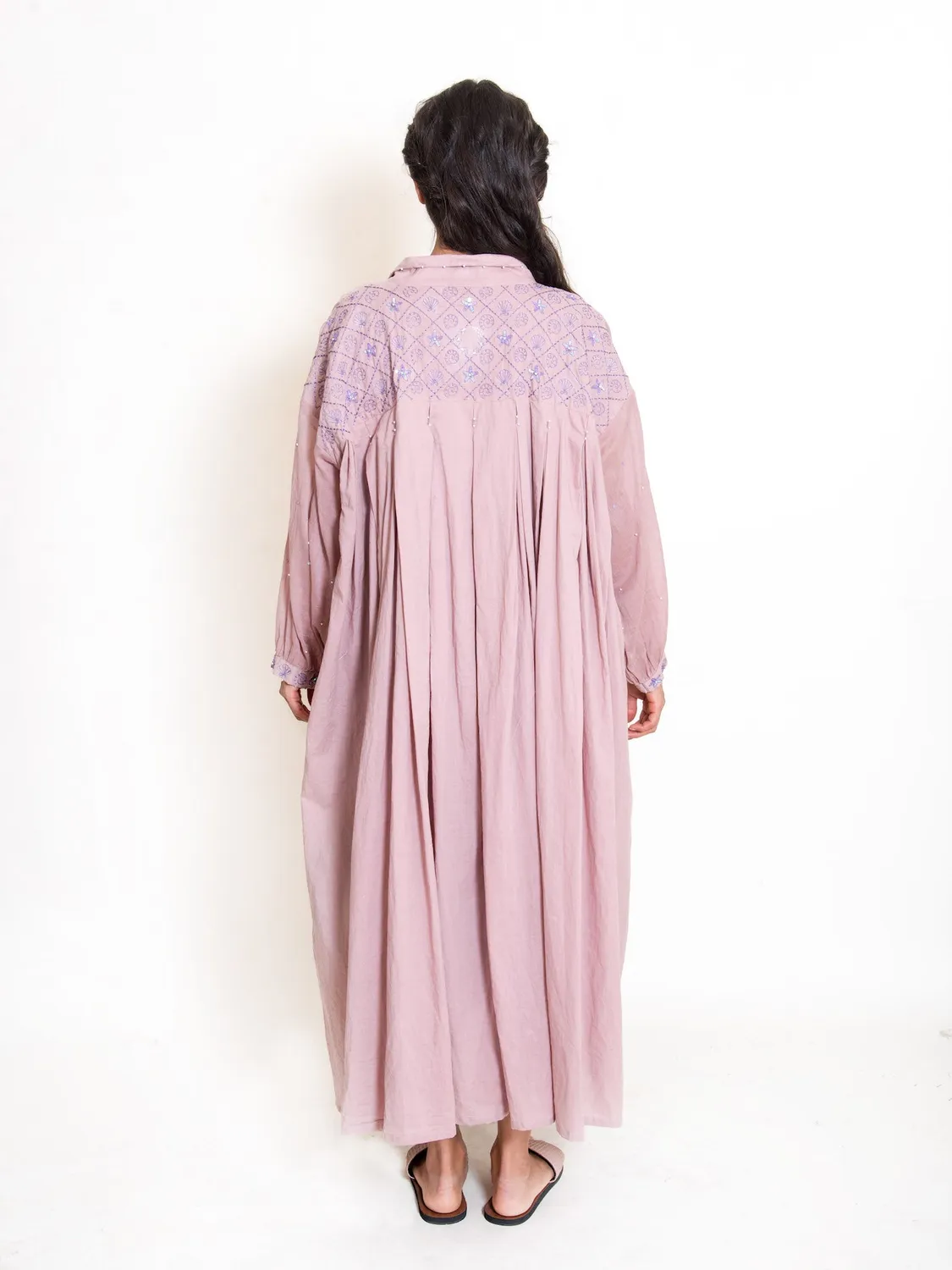 Our Dve Cordelia Swirl Dress camicia rosa perle