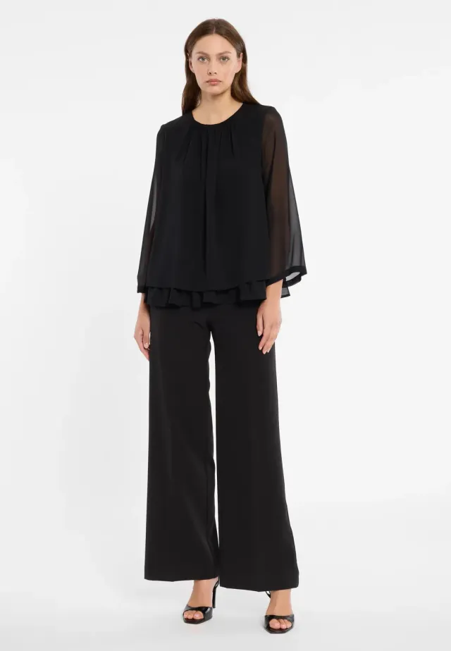 Ana Alcazar Cosma top chiffon nero doppio velo
