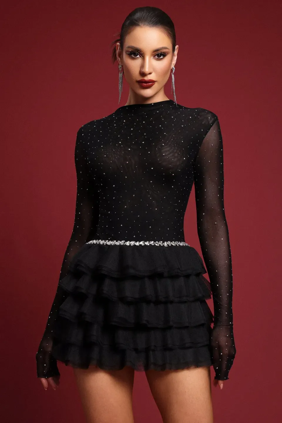 Bella Barnett Kerta Contour abito mini nero mesh