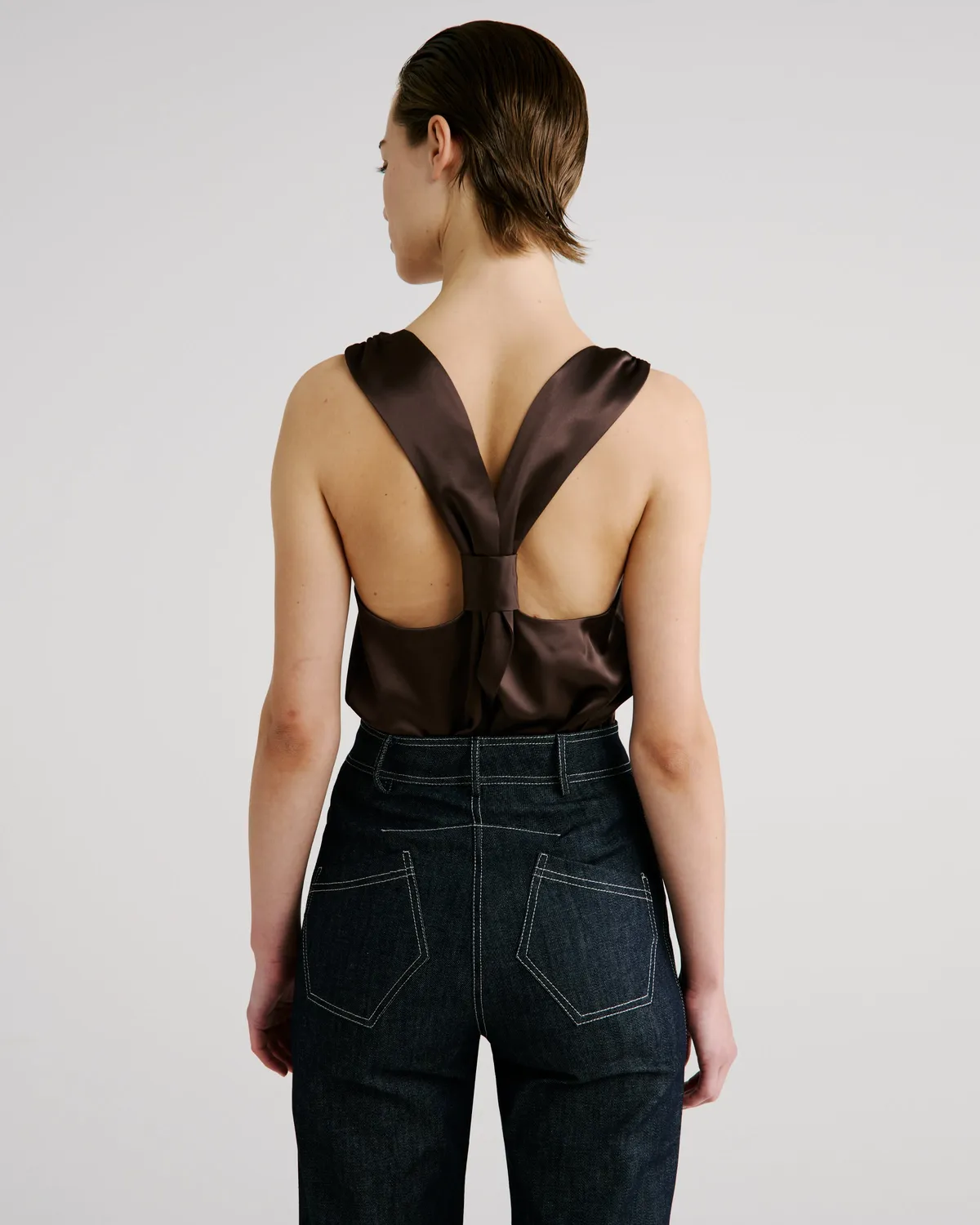 Violante Nessi Innamorato blusa marrone cady satin