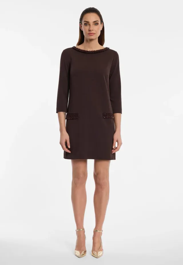 Ana Alcazar Evinae abito corto crepe perline