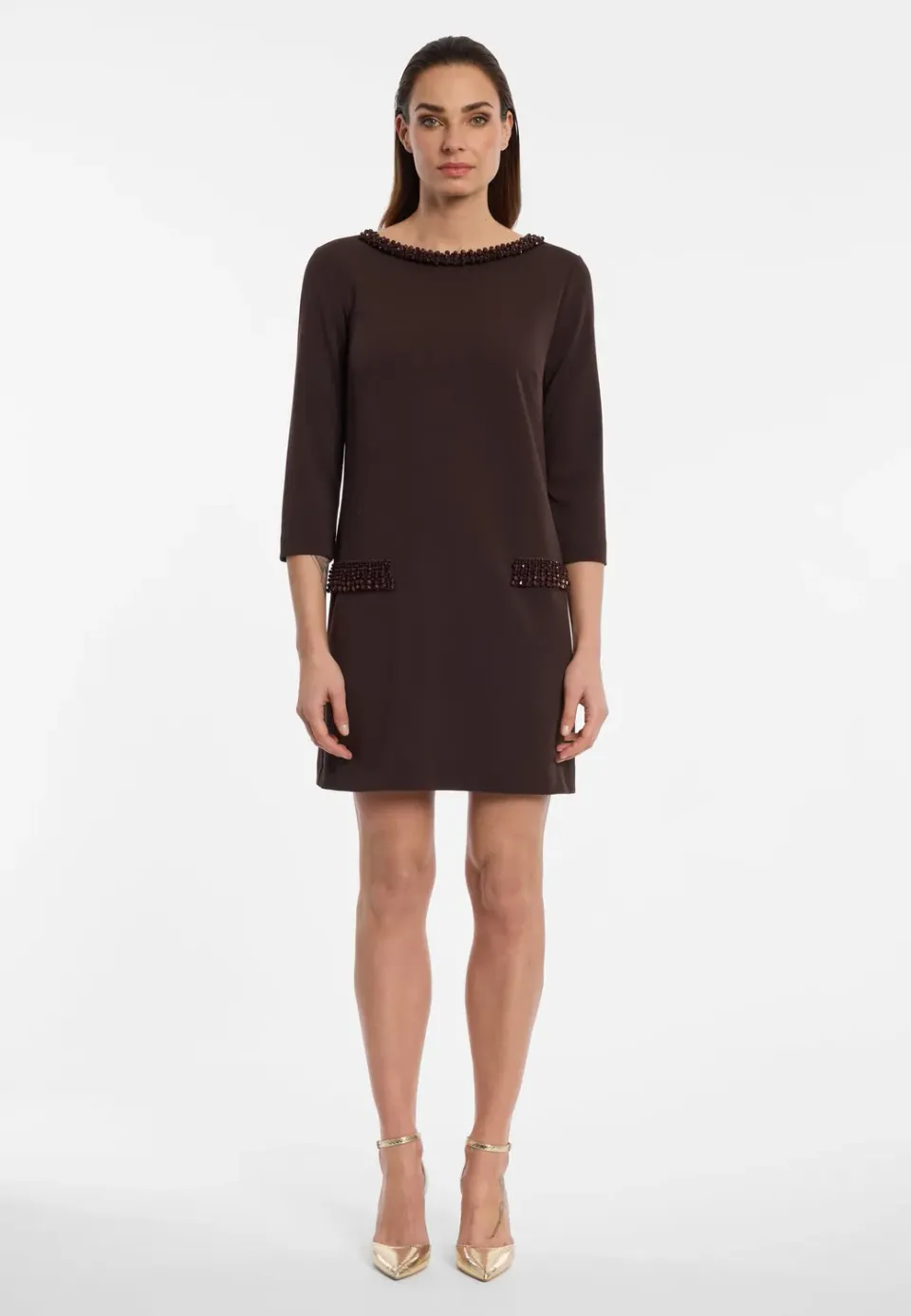 Ana Alcazar Evinae abito corto crepe perline