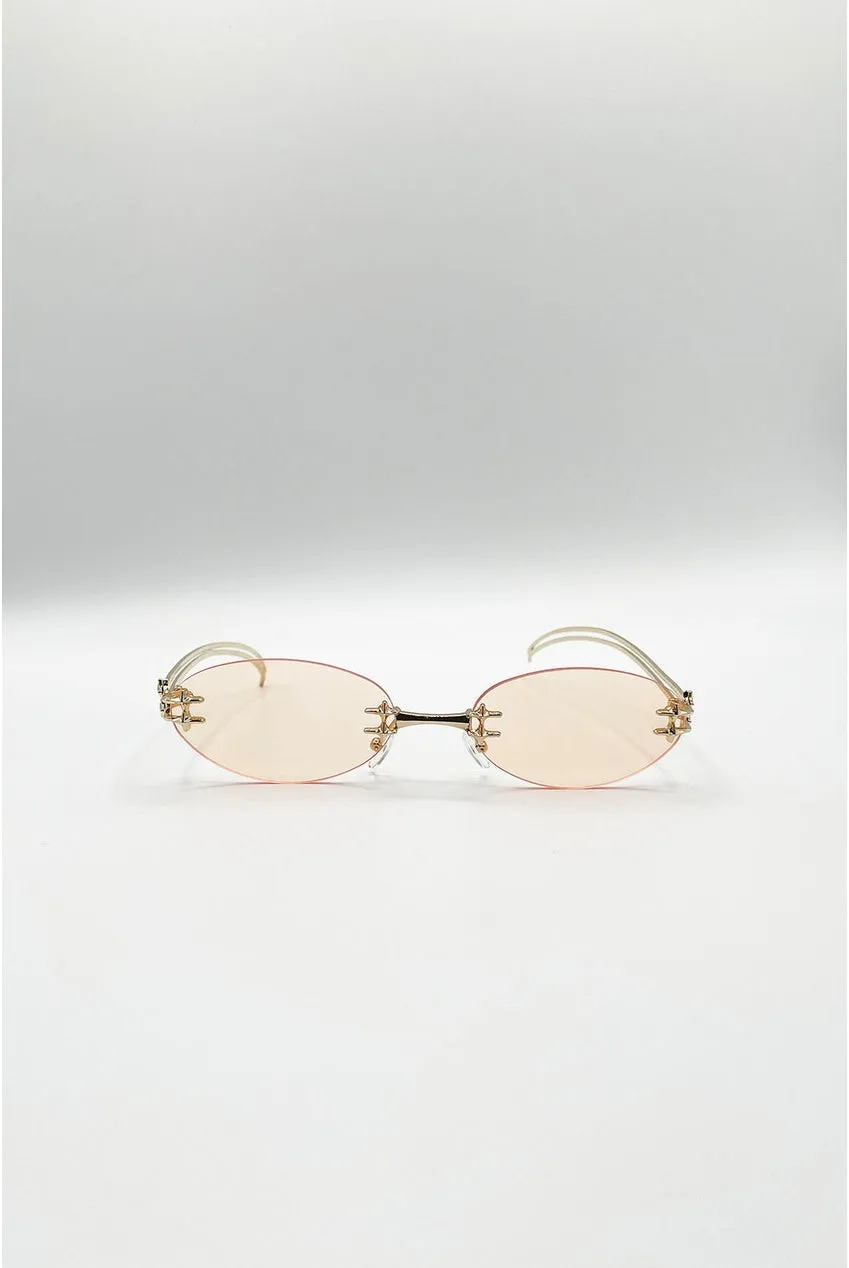 SVNX Rimless Oval occhiali da sole marroni oro