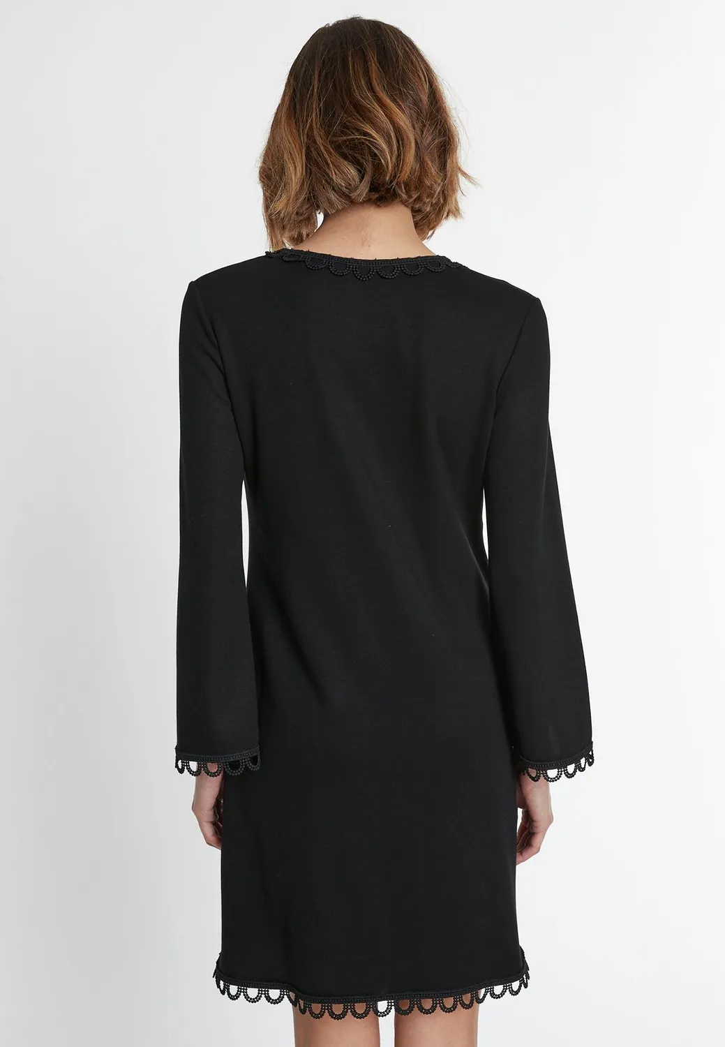 Ana Alcazar Sipela abito nero jersey manica 3/4
