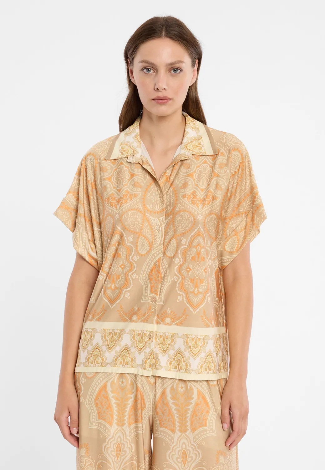 Ana Alcazar Doremio blusa gialla paisley maniche corte
