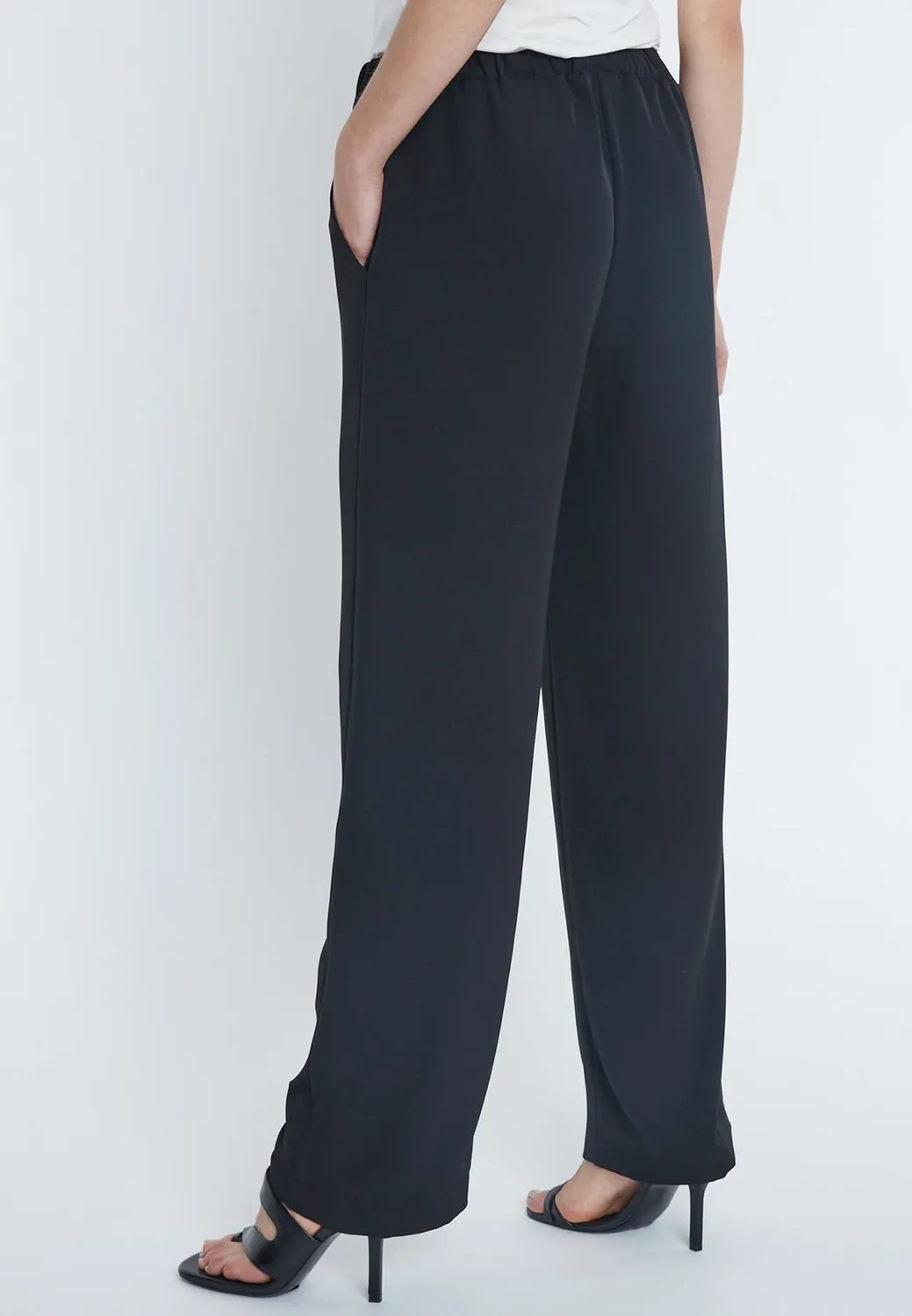 Ana Alcazar Ramera pantaloni neri viscosa leggera