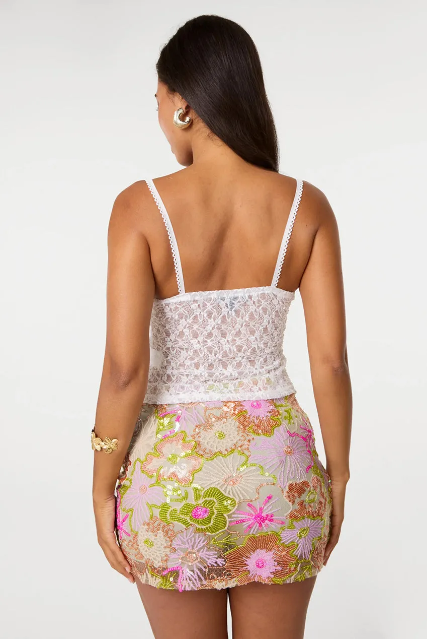 Pink Vanilla Top Pizzo Scollo Cuore Avorio Ivory S