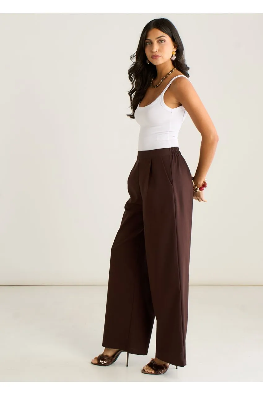Gini London GL2227 Pantaloni Lino Marroni Gamba Larga