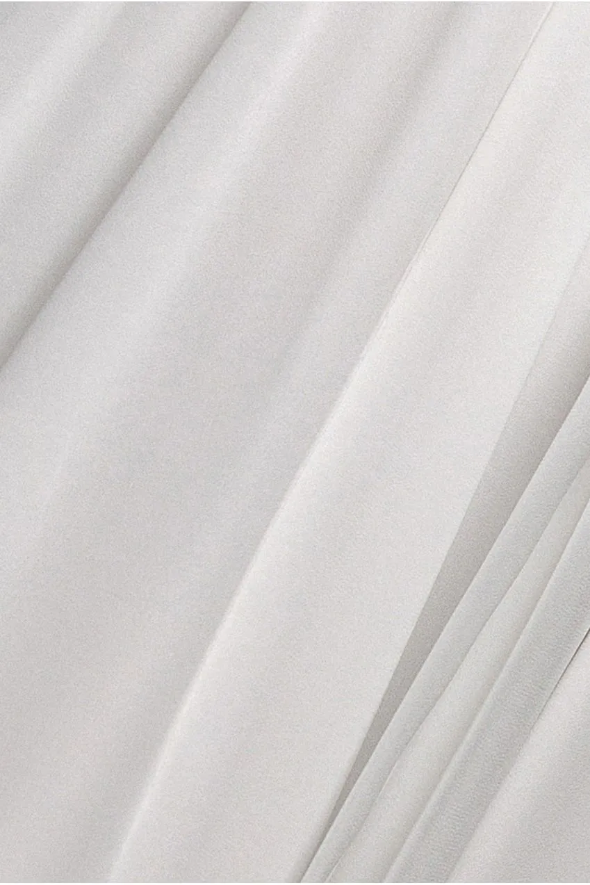 Goddiva Chiffon abito maxi bianco spacco maniche lunghe