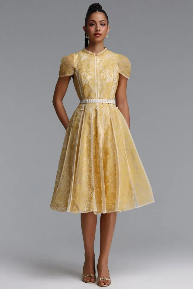 Bella Barnett Rosita abito maxi giallo paisley