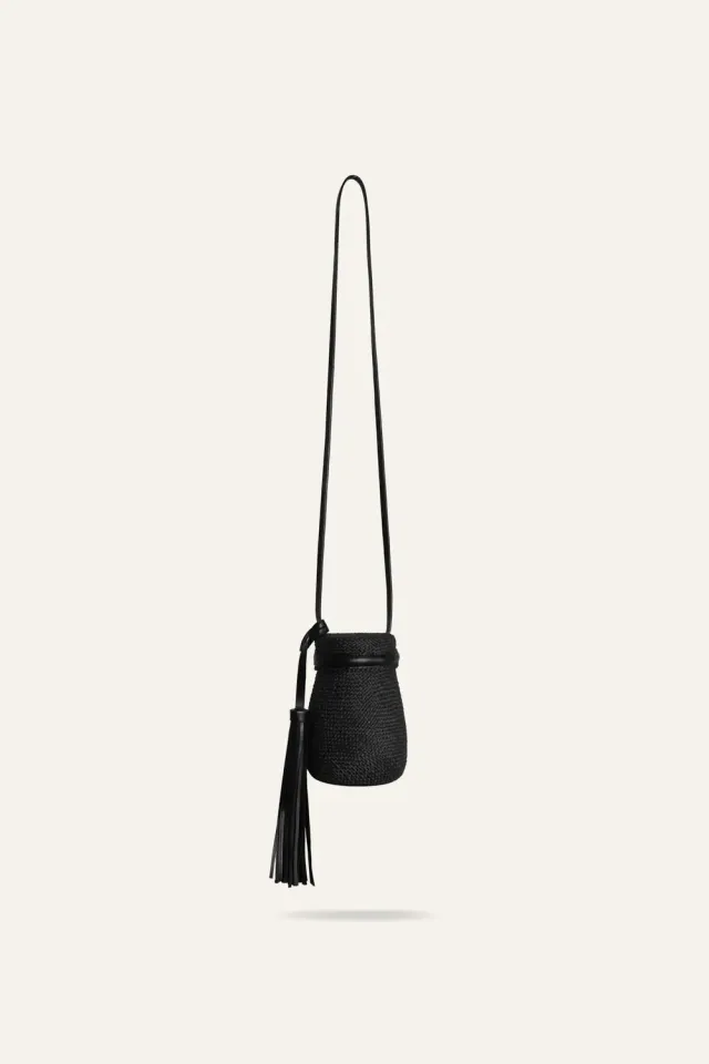 Johanna Ortiz The Provider Mochila borsa paglia nera tracolla