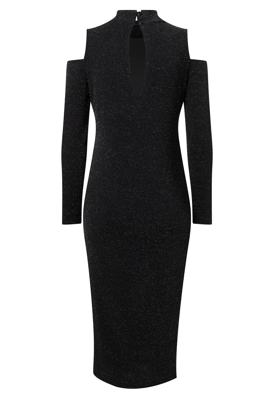Ana Alcazar Tarina abito tubino nero in lurex midi