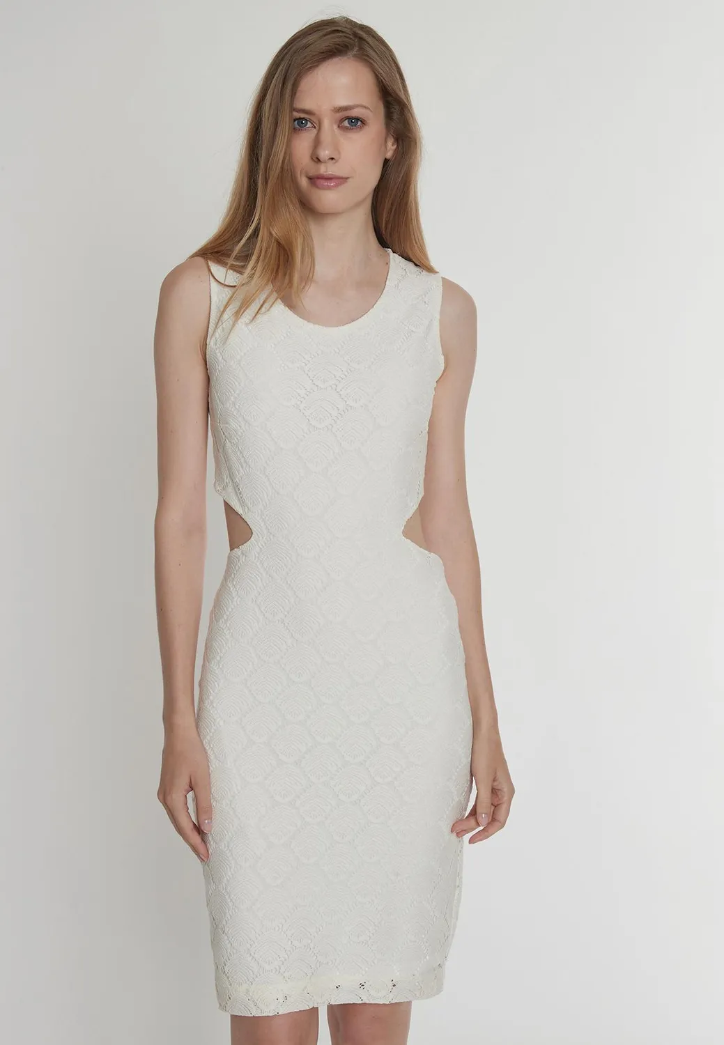 Ana Alcazar Pagina abito in pizzo avorio cut-out