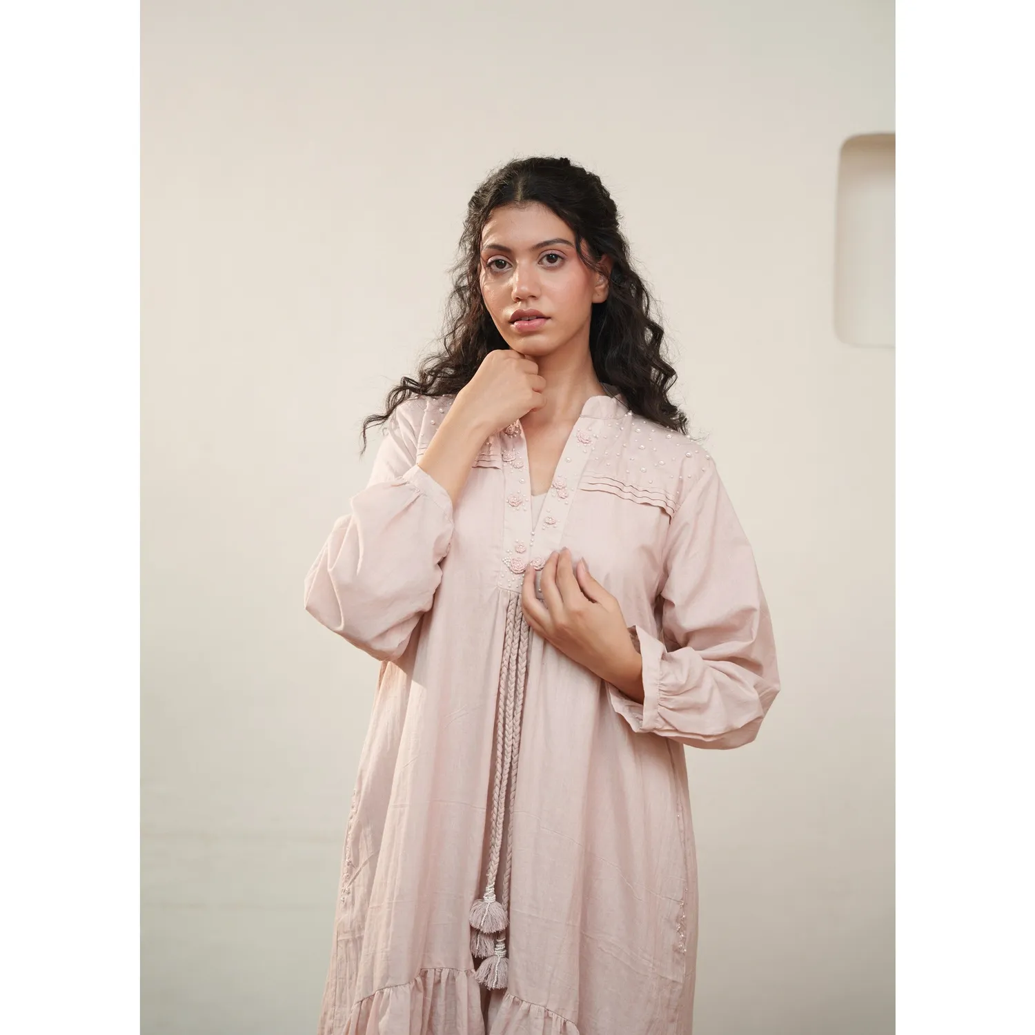 Our Dve Capsule 1 abito rosa cotone maniche