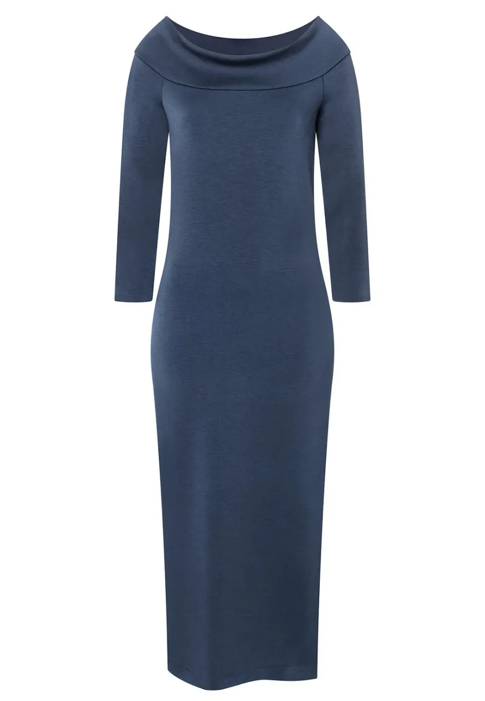 Ana Alcazar Sebina abito midi jersey blu scollo Carmen