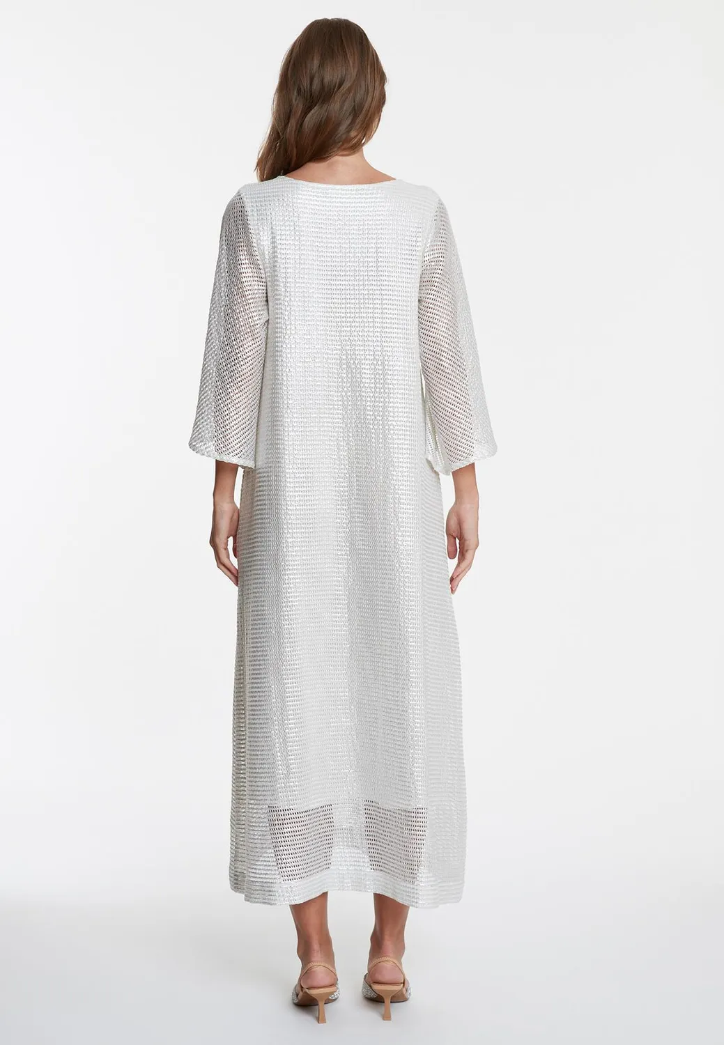 Ana Alcazar Wahia abito maxi bianco mesh