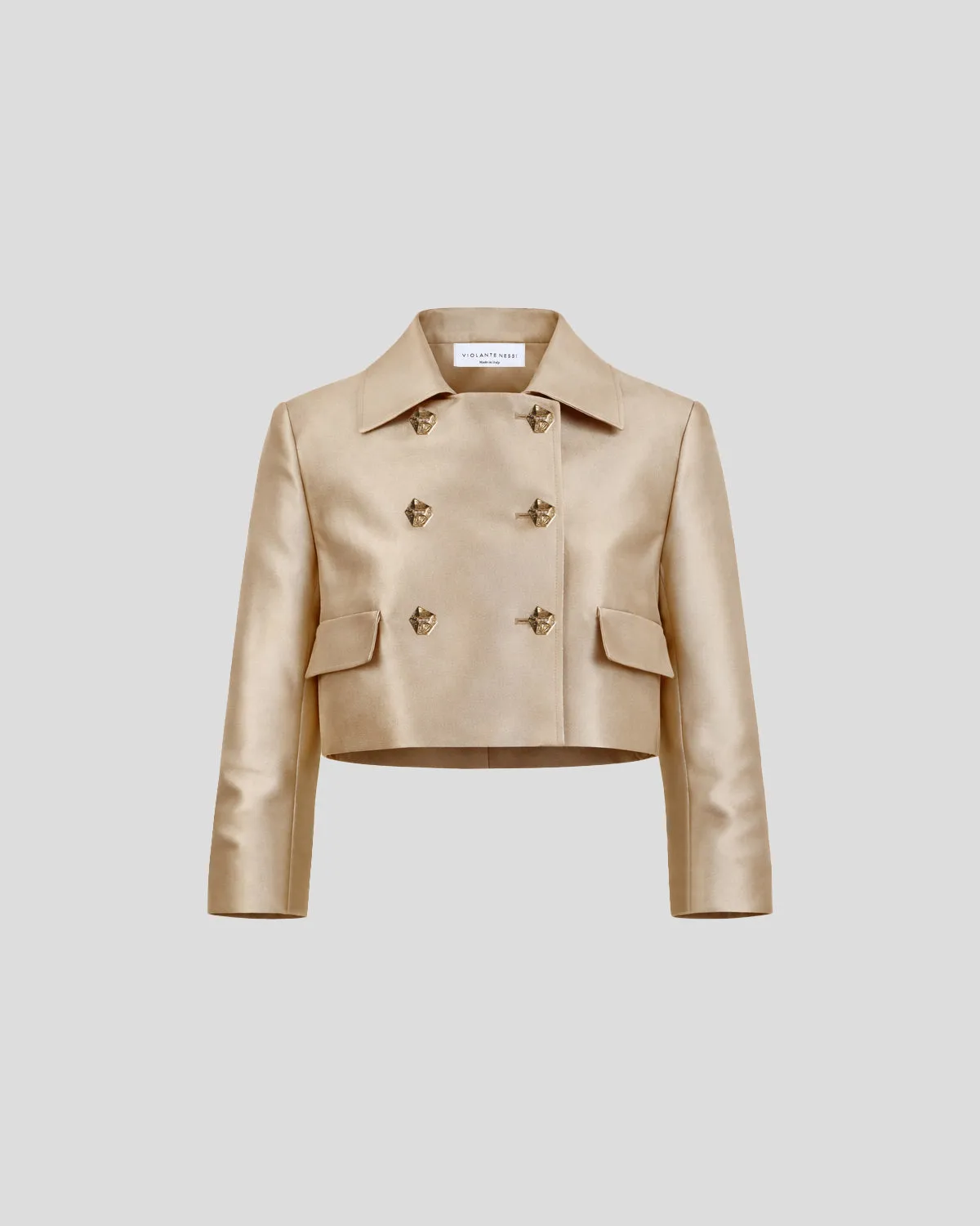 Violante Nessi Mondino Giacca beige mikado di seta corta