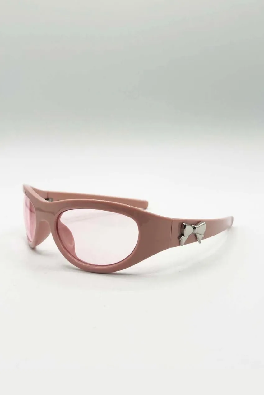SVNX Wrap Around Racer Bow occhiali rosa avvolgenti