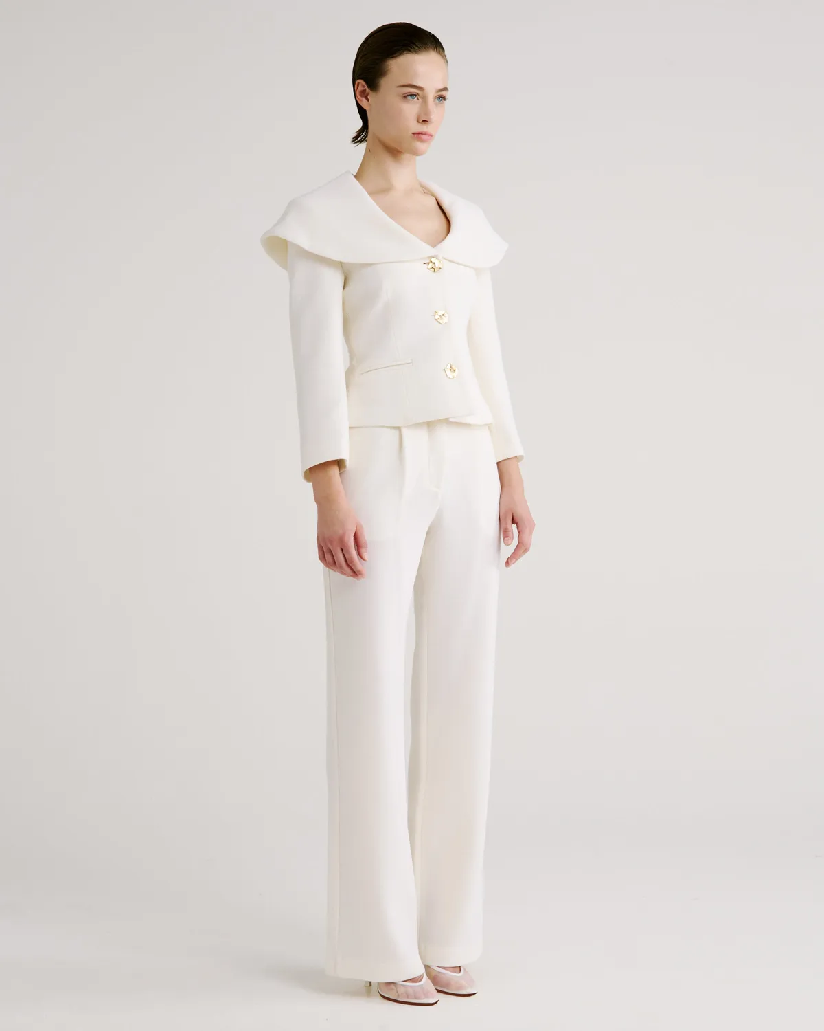 Violante Nessi Amato blazer avorio lana double crepe
