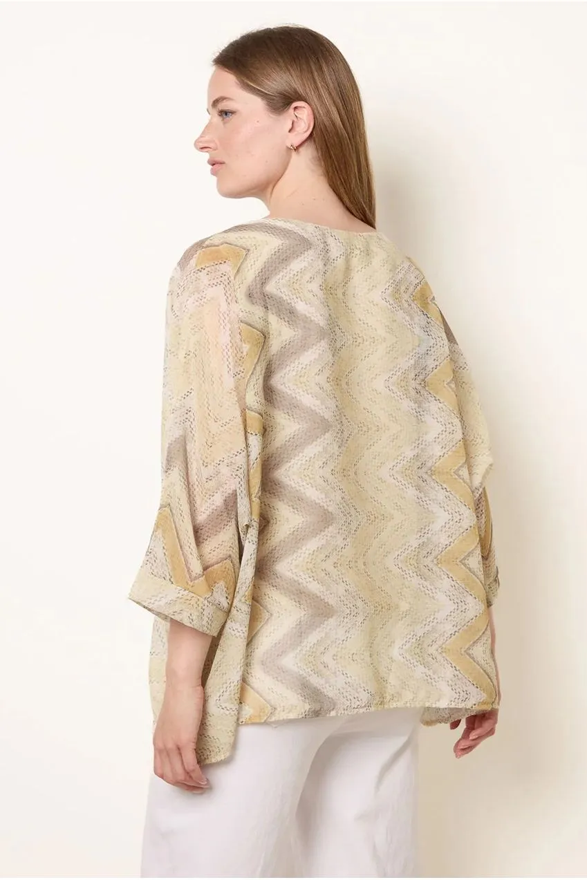 Blue Vanilla Zig Zag top donna giallo limone taglia unica