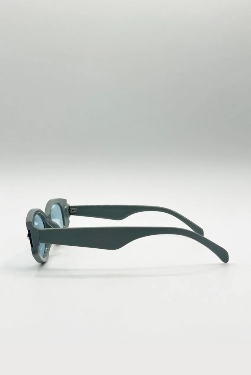 SVNX Vintage Occhiali da Sole Blu Ovali