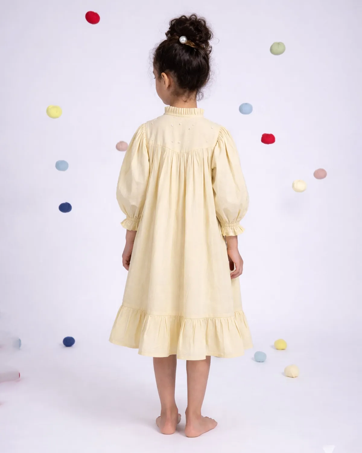 Our Dve Tilly abito bimba cotone giallo limone