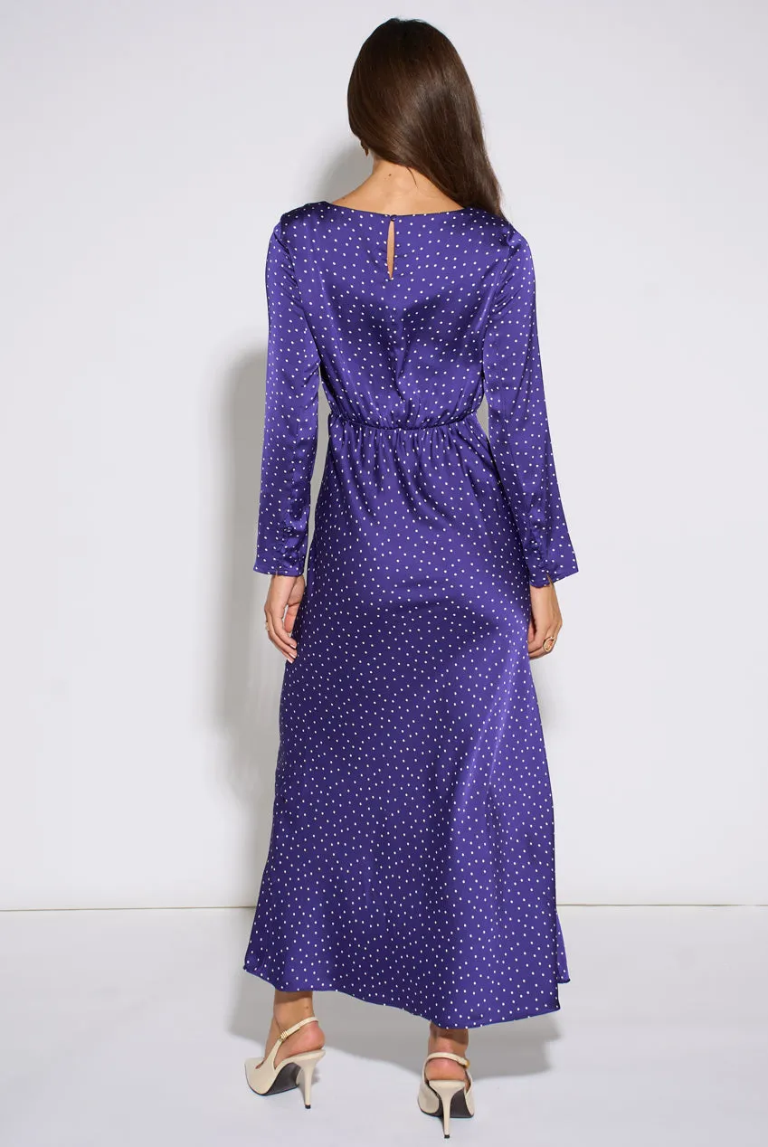 Gini London Blue Spot abito midi blu satin
