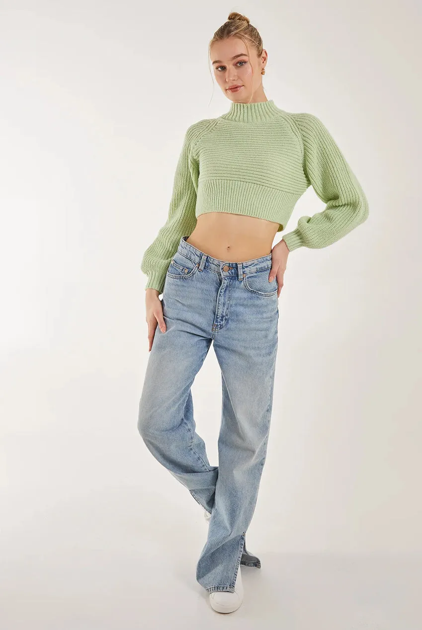 Pink Vanilla High Neck maglione verde collo alto S/M