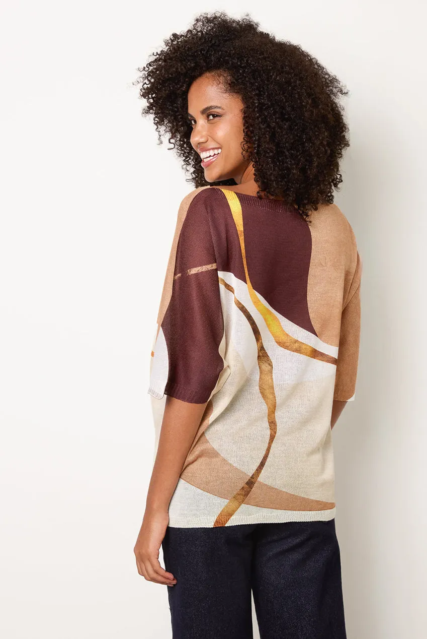 Blue Vanilla Watercolour top maglia cioccolato taglia unica