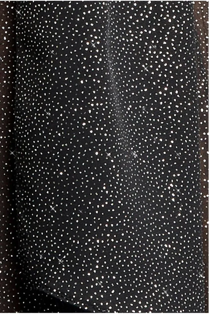 Goddiva Glitter Chiffon sciarpa nero glitter leggera
