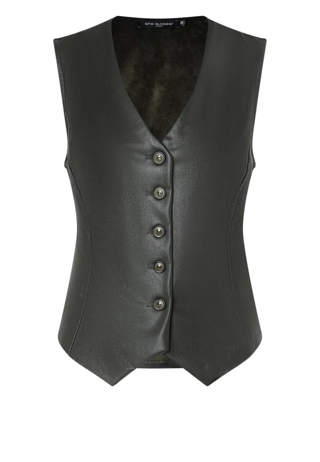 Ana Alcazar Habane gilet ecopelle nero aderente