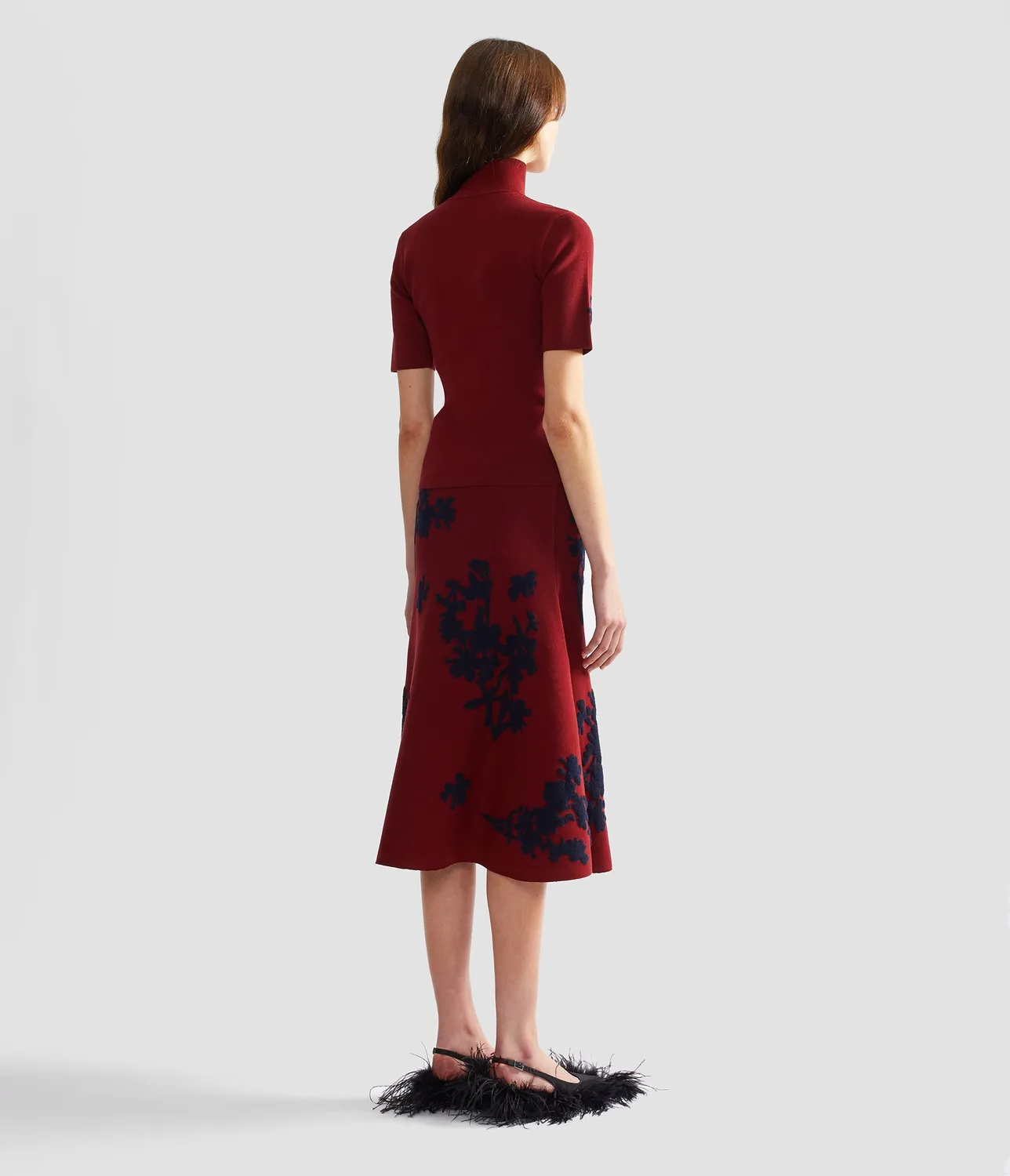 Erdem Jacquard Midi Knit Skirt gonna bordeaux