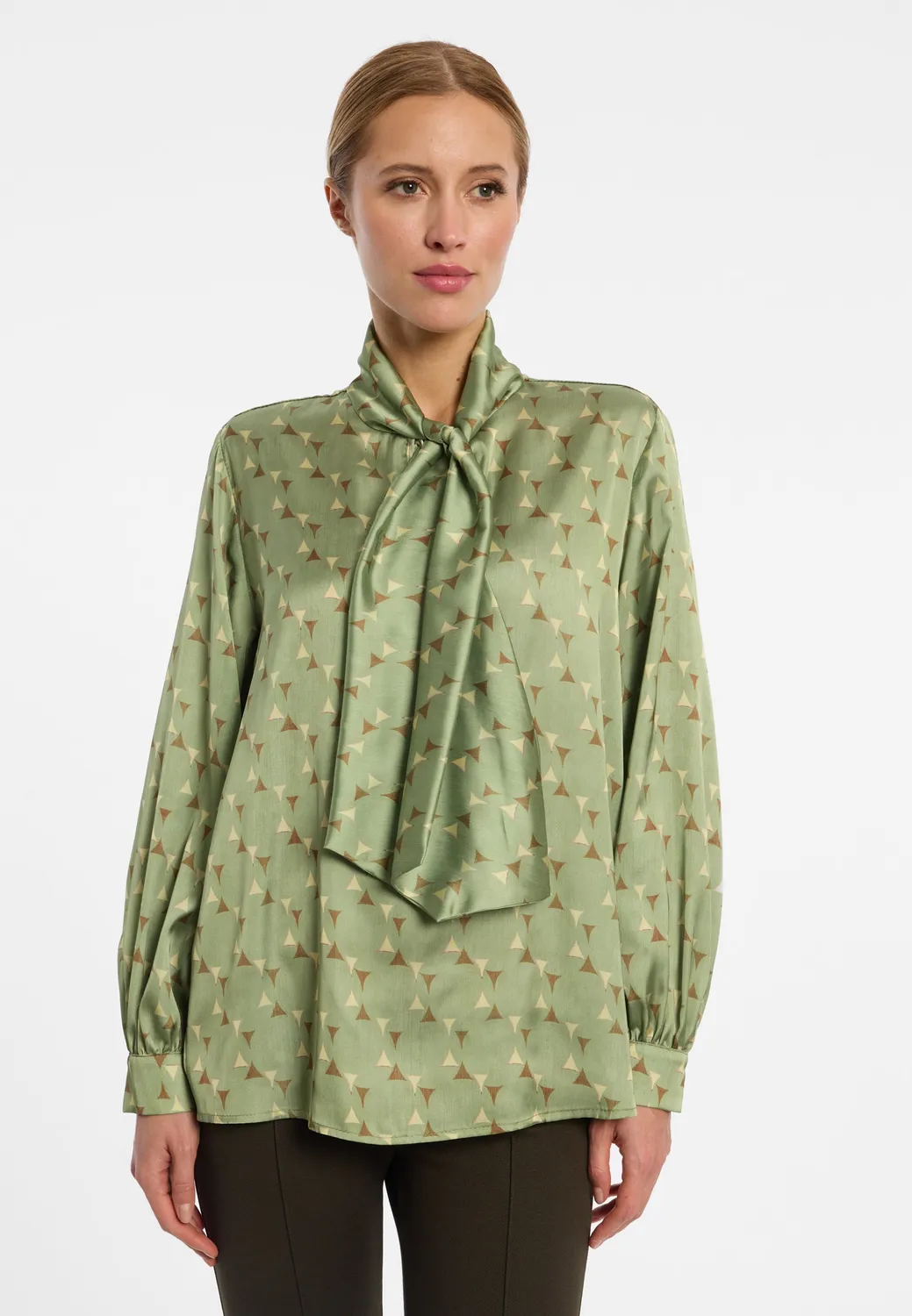 Ana Alcazar Elibey camicia raso menta fiocco