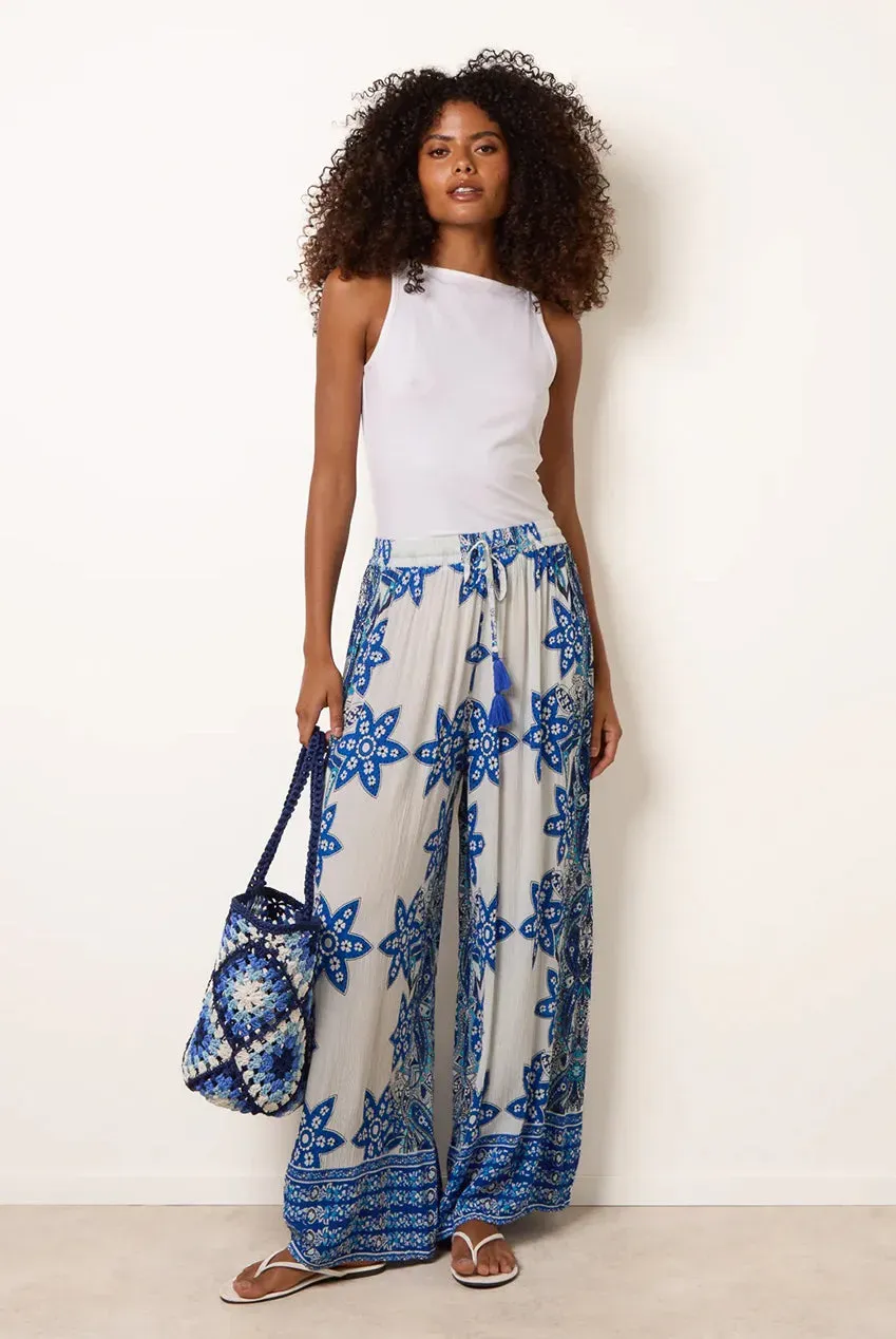 Blue Vanilla Wide Leg pantaloni blu fantasia floreale S