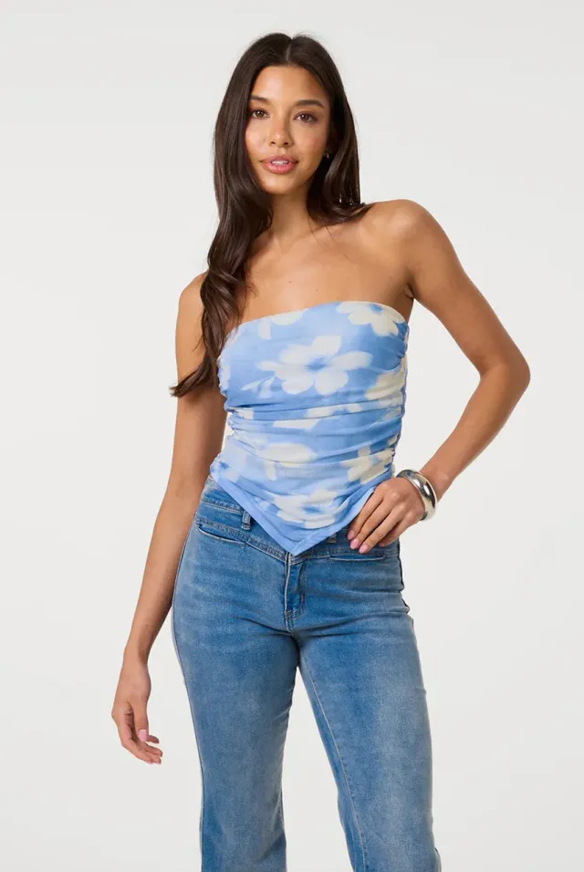 Pink Vanilla Mesh top fascia blu fantasia floreale