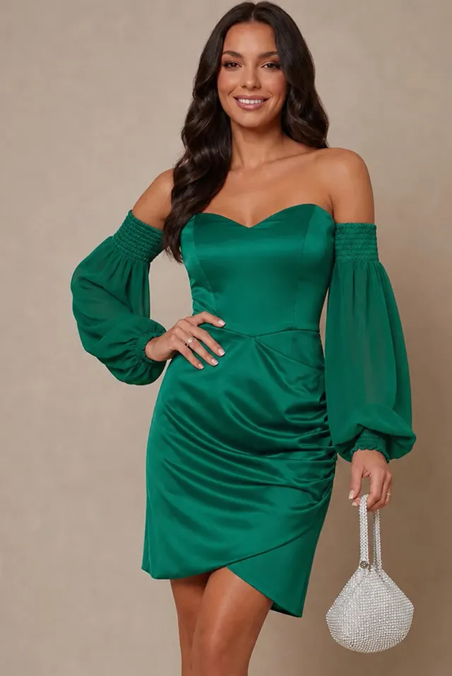 Chi Chi London Corset Abito Mini Verde Satin