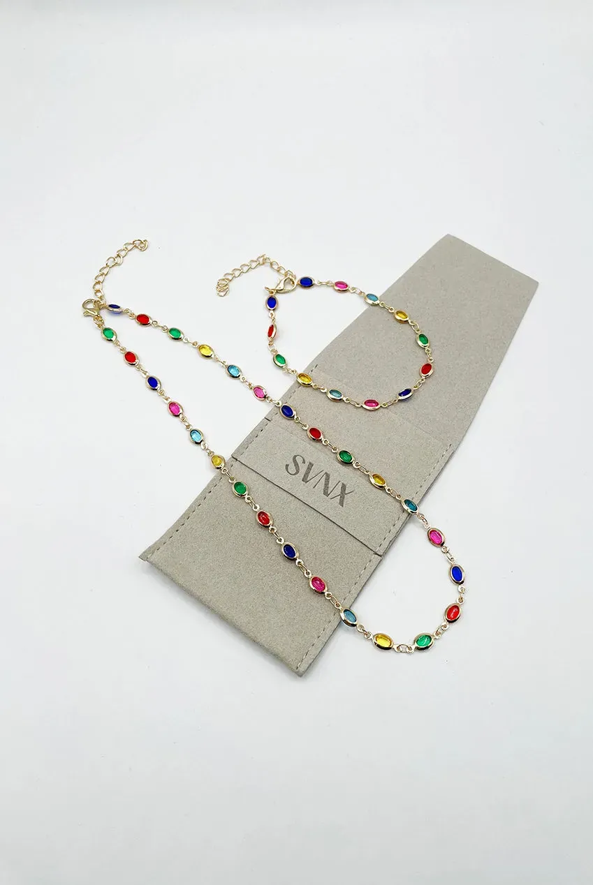 SVNX Multicolour Oval set collana bracciale multicolore