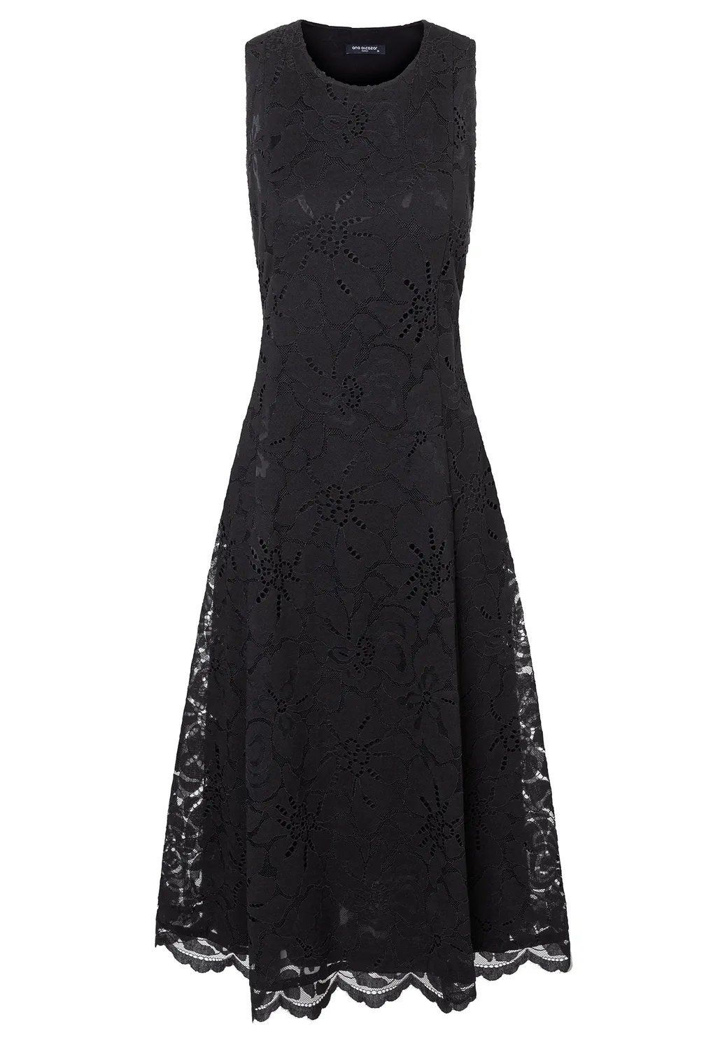 Ana Alcazar Duvia abito in pizzo nero midi