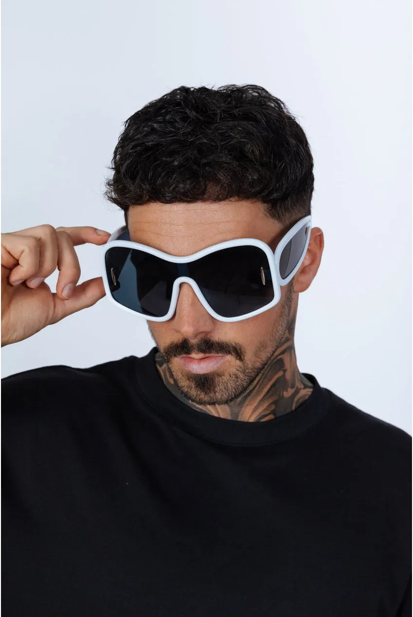 SVNX Square Oversized Mask occhiali da sole bianchi