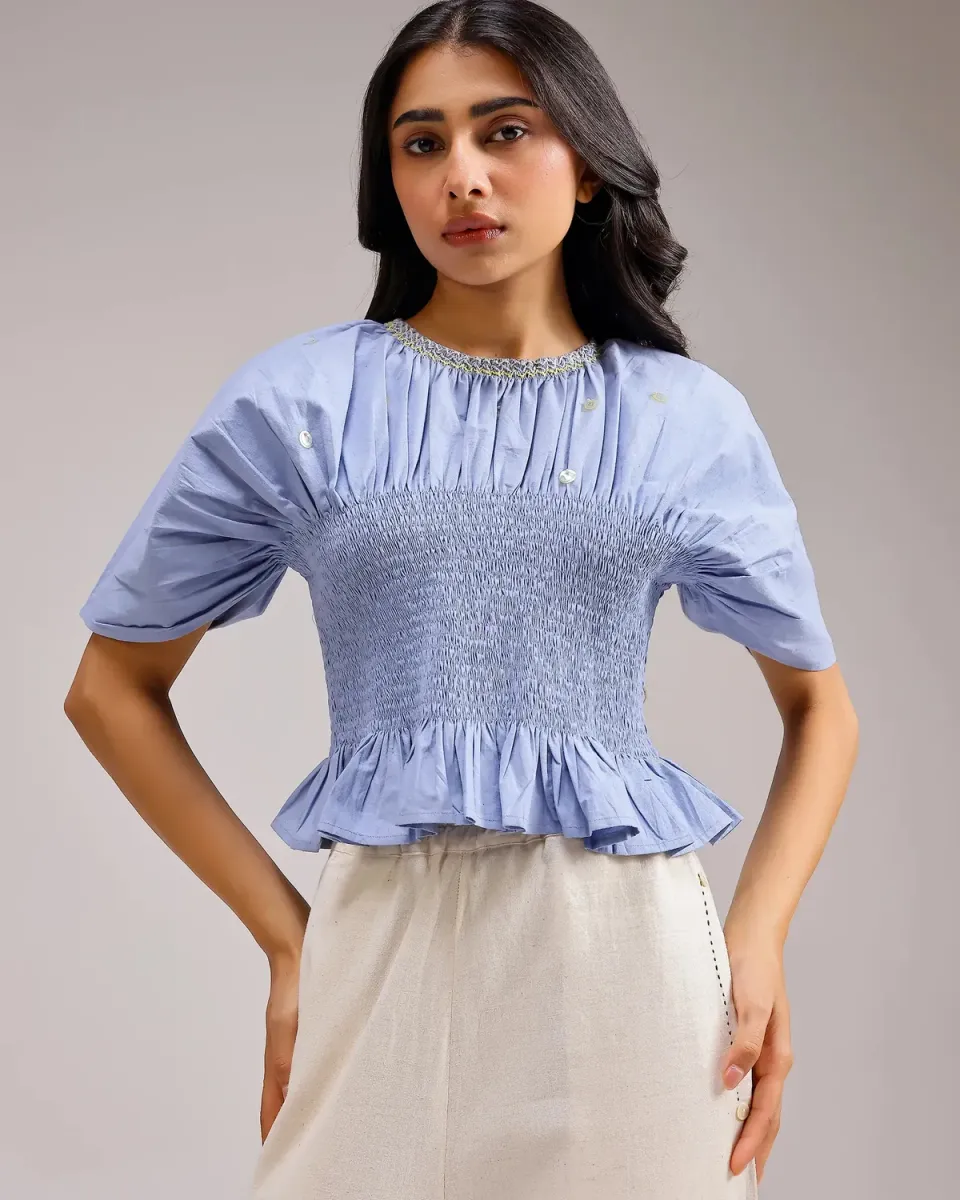 Our Dve Peplum Top smock azzurro taglia unica