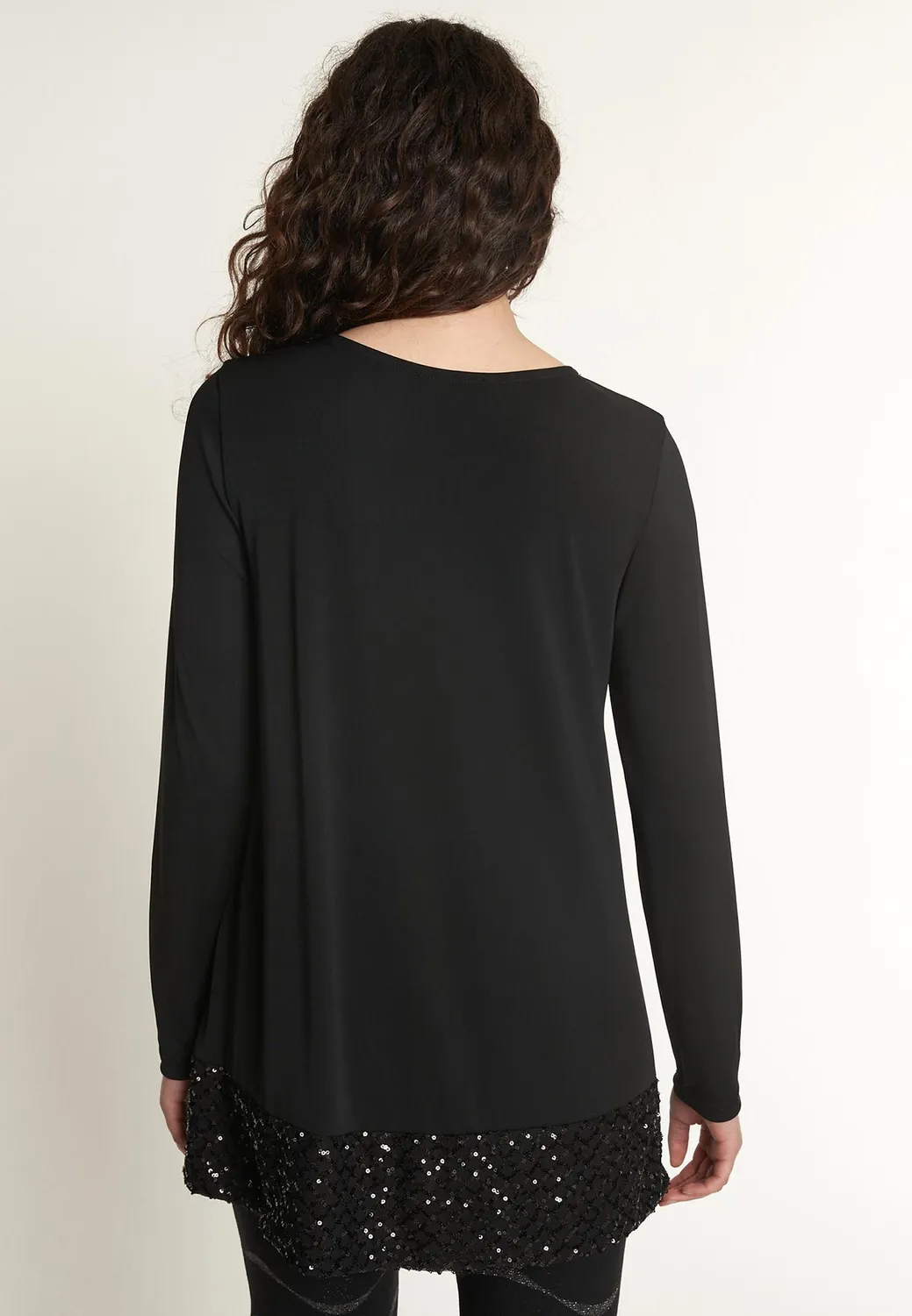 Ana Alcazar Odora top nero con paillettes
