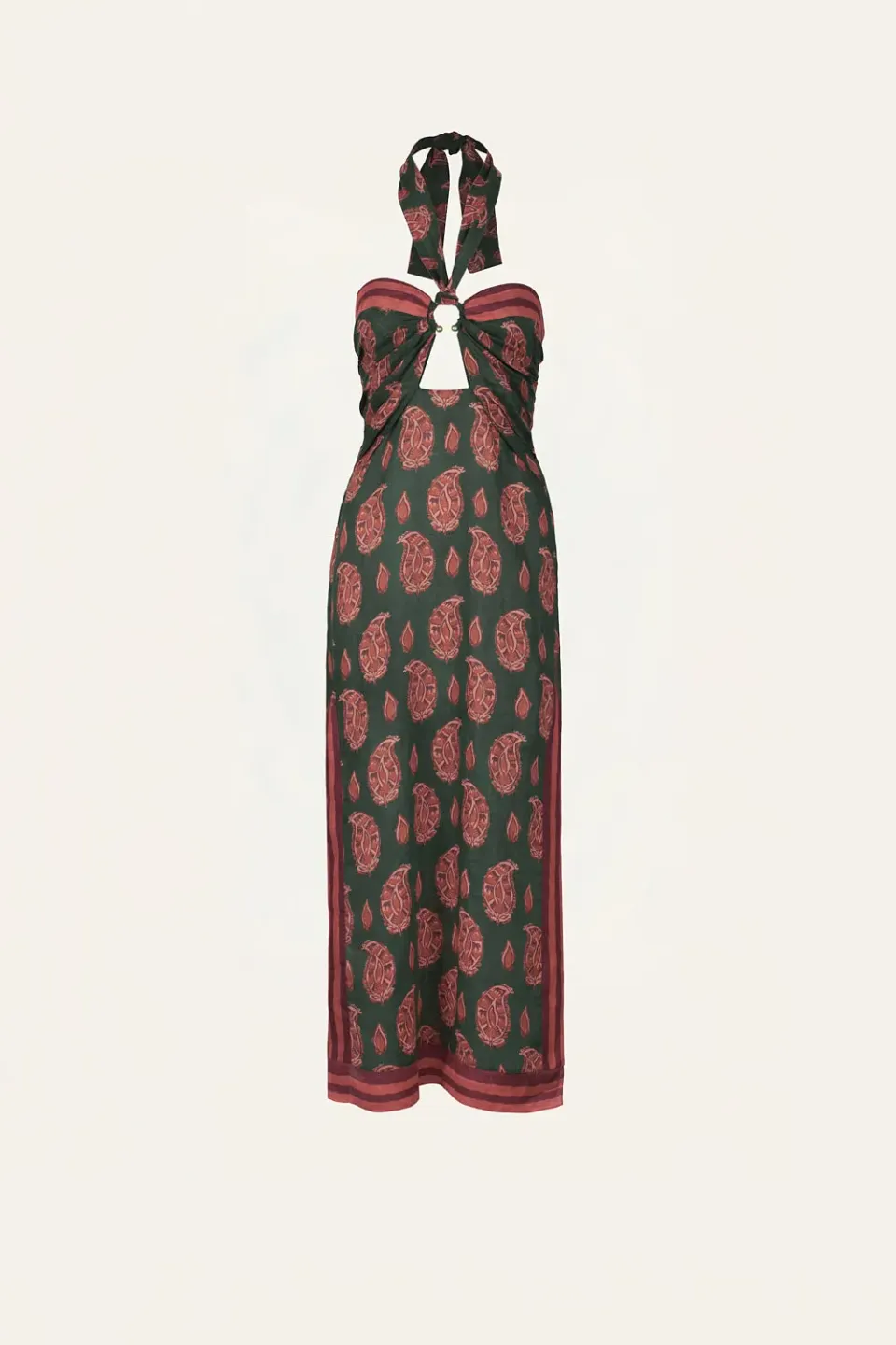 Johanna Ortiz Desert Heart abito lino verde rosa