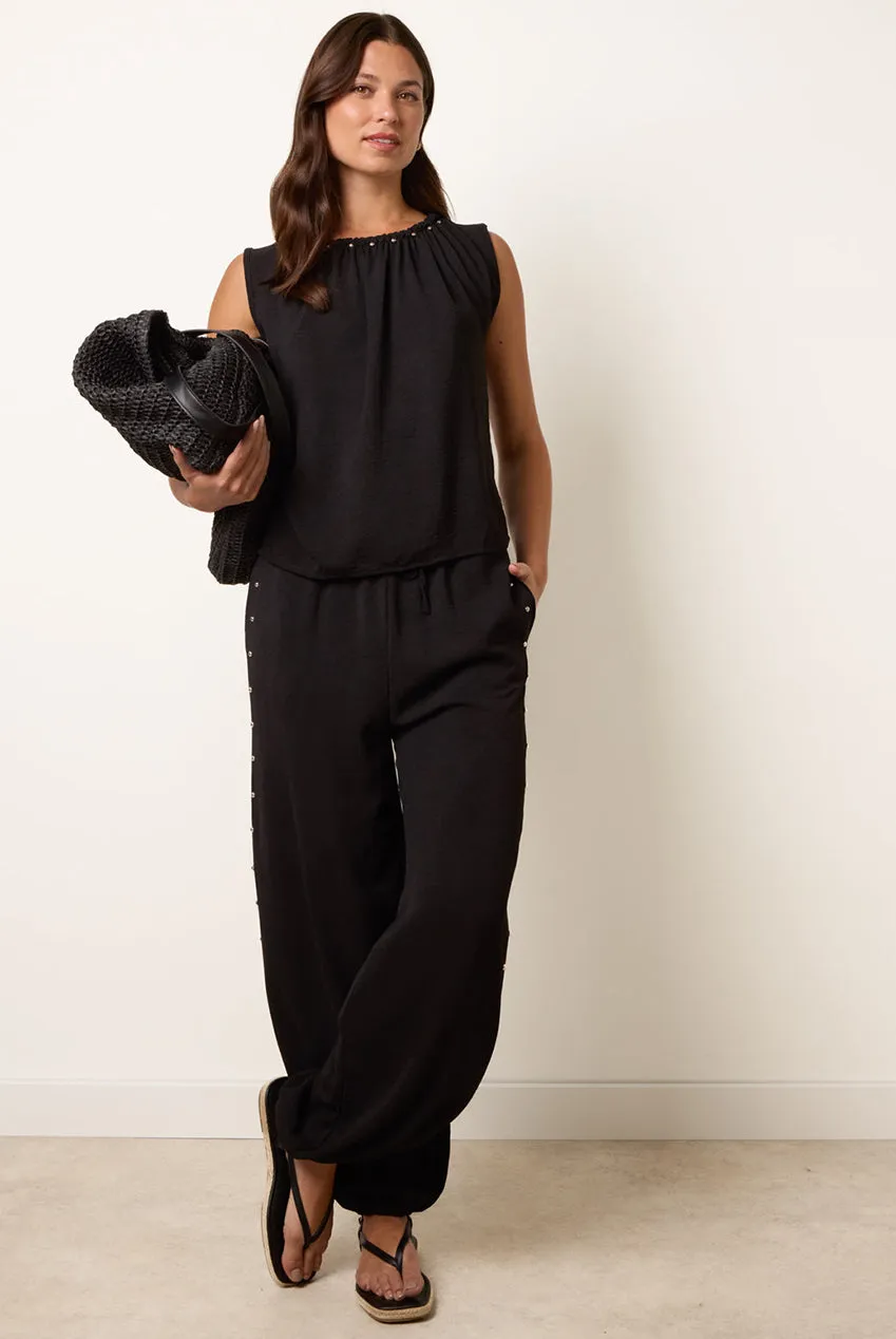 Blue Vanilla Studded completo nero pantalone balloon