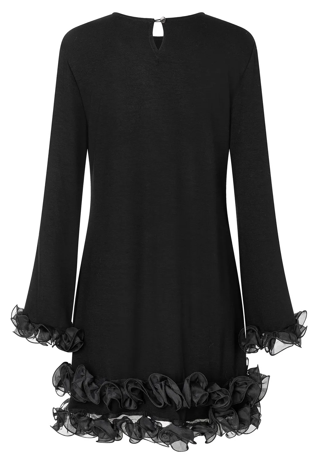 Ana Alcazar Aglia abito cocktail nero volant chiffon